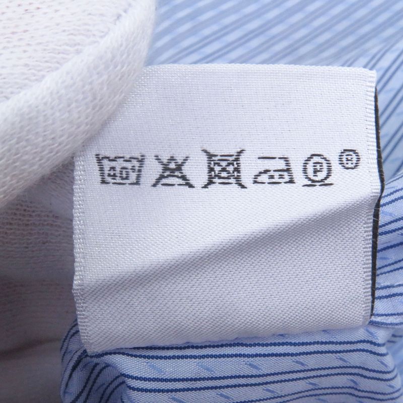 Hermes 100% Cotton Striped Pattern Sleeve Serie Buttons Long Sleeves Long