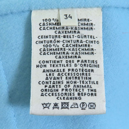 Hermes 100% Baby Cashmere Serie Buttons Belted Vest Coat Light Blue 34 Made In