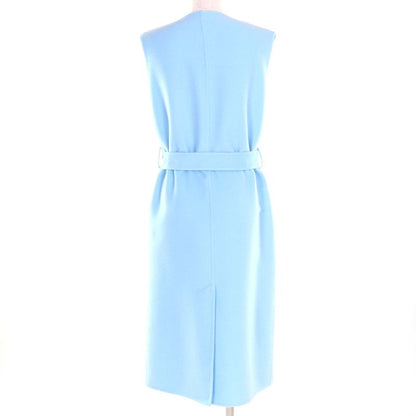 Hermes 100% Baby Cashmere Serie Buttons Belted Vest Coat Light Blue 34 Made In