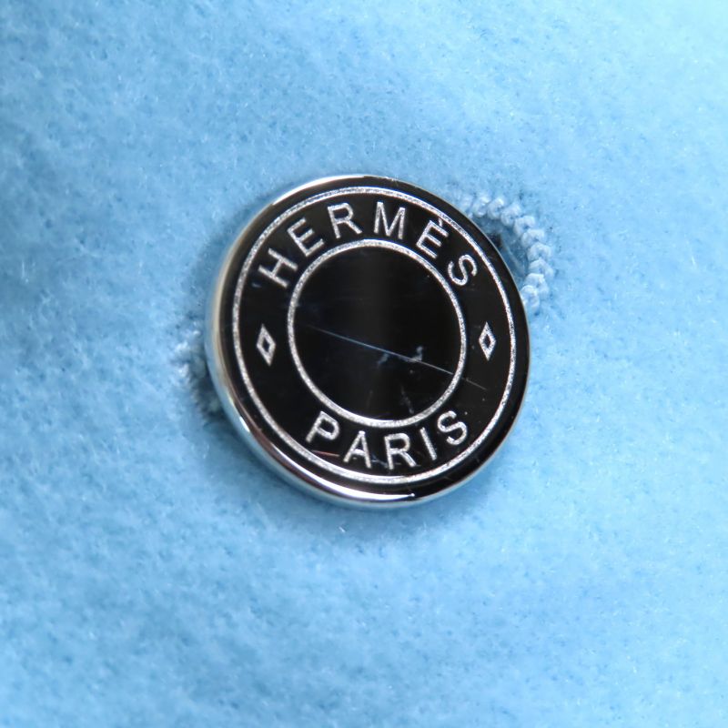 Hermes 100% Baby Cashmere Serie Buttons Belted Vest Coat Light Blue 34 Made In