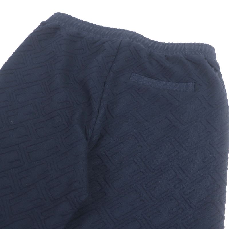 Fendi 2022 Fb0496 FF Logo Zucca Embossed Sweatpants Jogger Pants Navy 48 Made