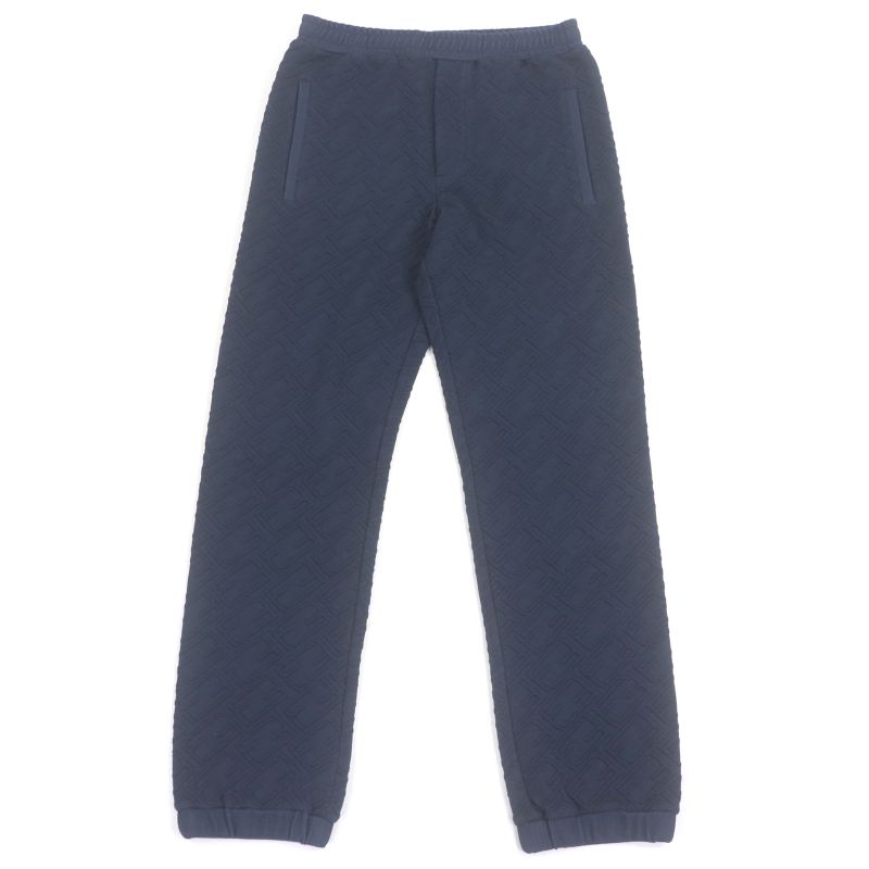 Fendi 2022 Fb0496 FF Logo Zucca Embossed Sweatpants Jogger Pants Navy 48 Made