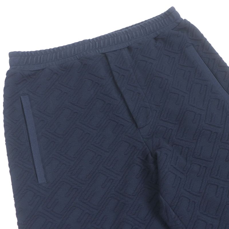 Fendi 2022 Fb0496 FF Logo Zucca Embossed Sweatpants Jogger Pants Navy 48 Made