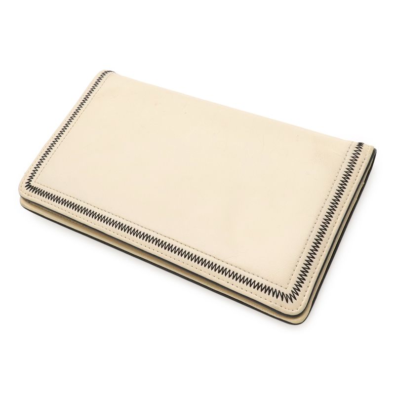 Chanel 255 Bifold Long Wallet Bifold Long Wallet Leather Ivory Silver Hardware