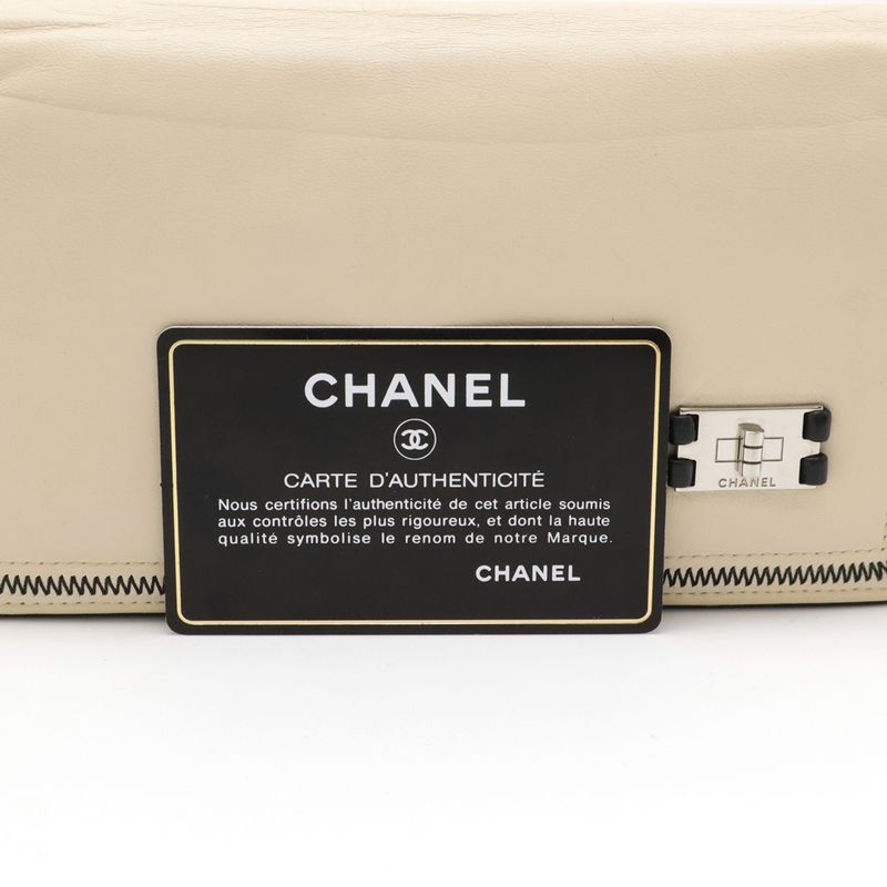 Chanel 255 Bifold Long Wallet Bifold Long Wallet Leather Ivory Silver Hardware