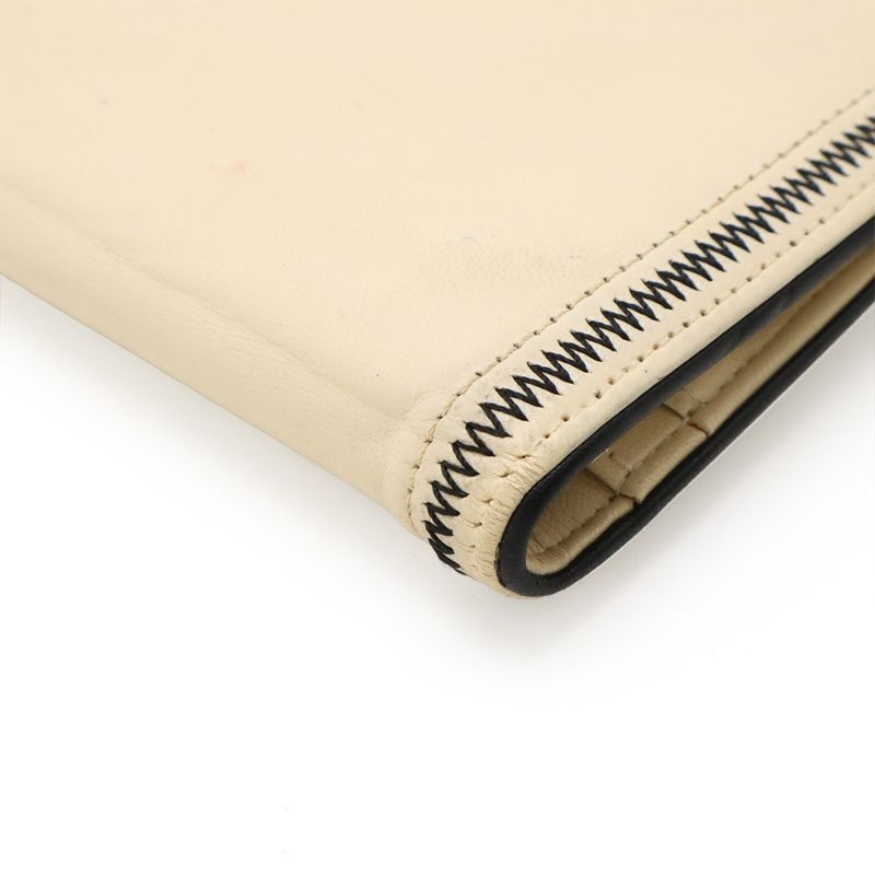 Chanel 255 Bifold Long Wallet Bifold Long Wallet Leather Ivory Silver Hardware