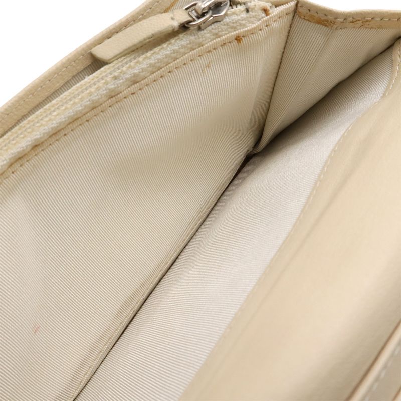 Chanel 255 Bifold Long Wallet Bifold Long Wallet Leather Ivory Silver Hardware