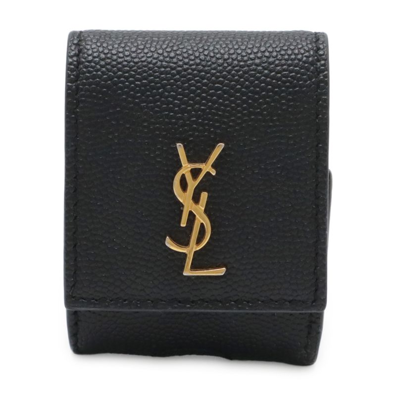 Saint Laurent Paris YSL Yves Saint Laurent Airpods Earphone Case Leather Black