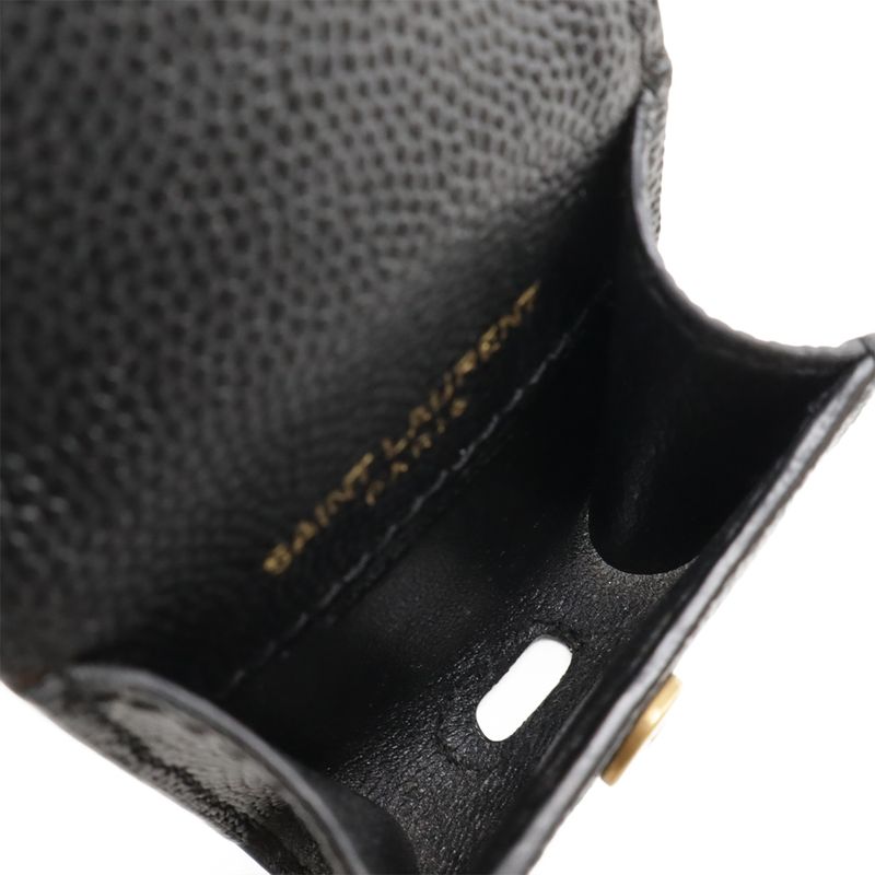 Saint Laurent Paris YSL Yves Saint Laurent Airpods Earphone Case Leather Black