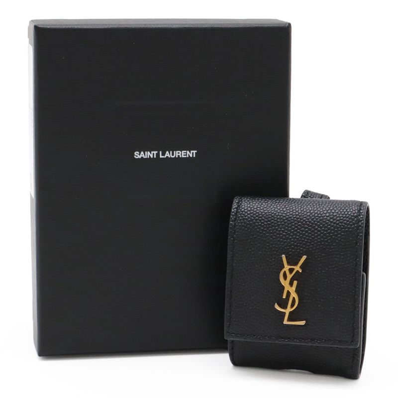 Saint Laurent Paris YSL Yves Saint Laurent Airpods Earphone Case Leather Black