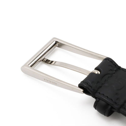 Guccissima Double G Signature Belt Leather Black Silver Hardware Men's Gentleman