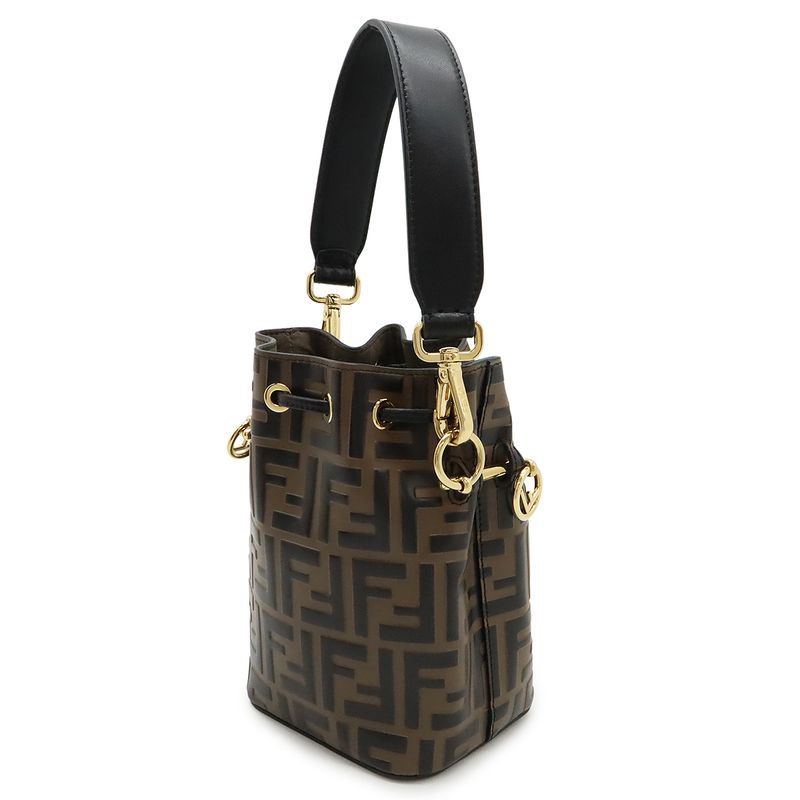 Fendi Zucca Pattern FF Motif Mont Trezor Handbag Mini Bag Drawstring Shape