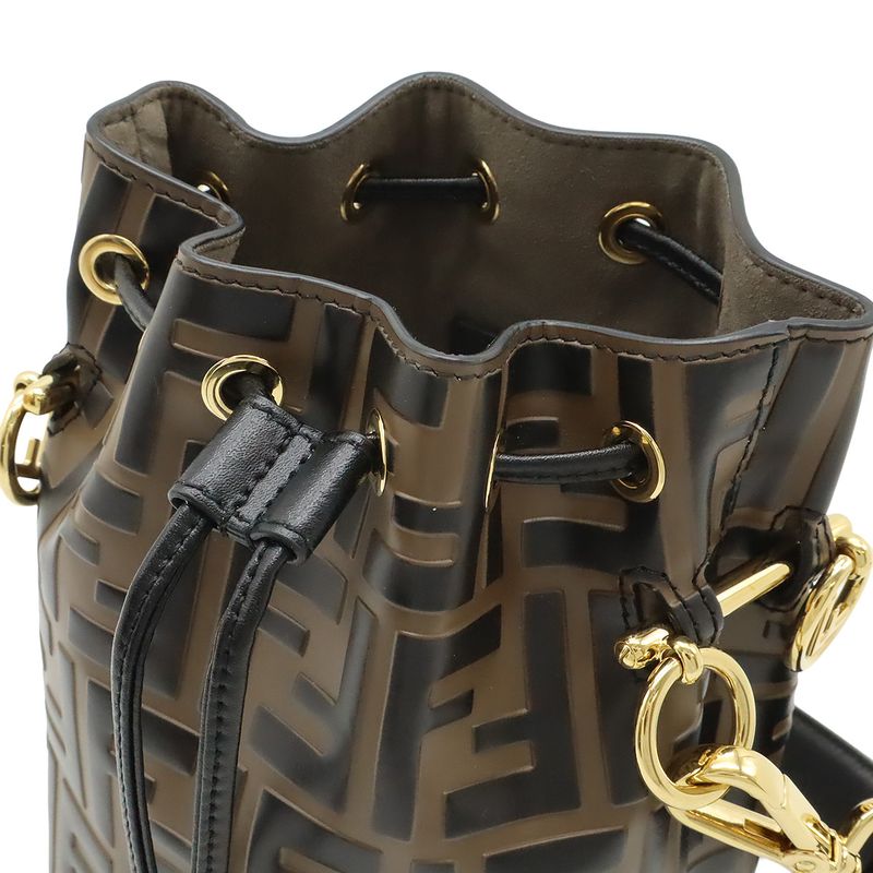 Fendi Zucca Pattern FF Motif Mont Trezor Handbag Mini Bag Drawstring Shape