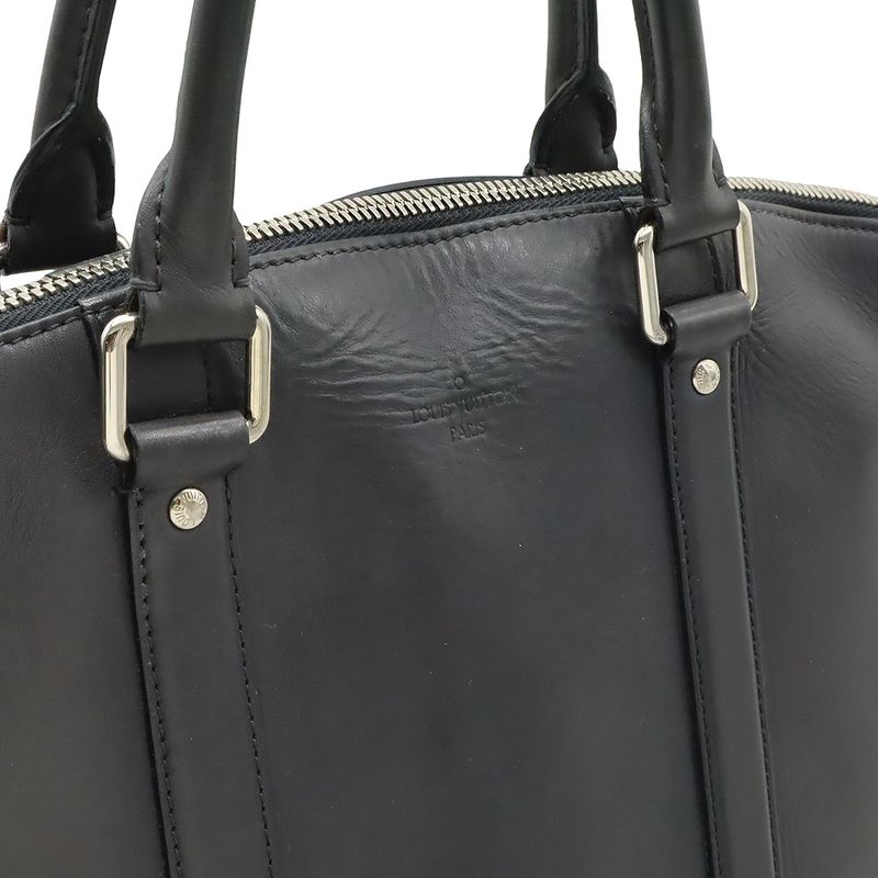 Louis Vuitton Cuir Ombre Cabas Tote Bag 2WAY Handbag Dark Grey Silver Hardware