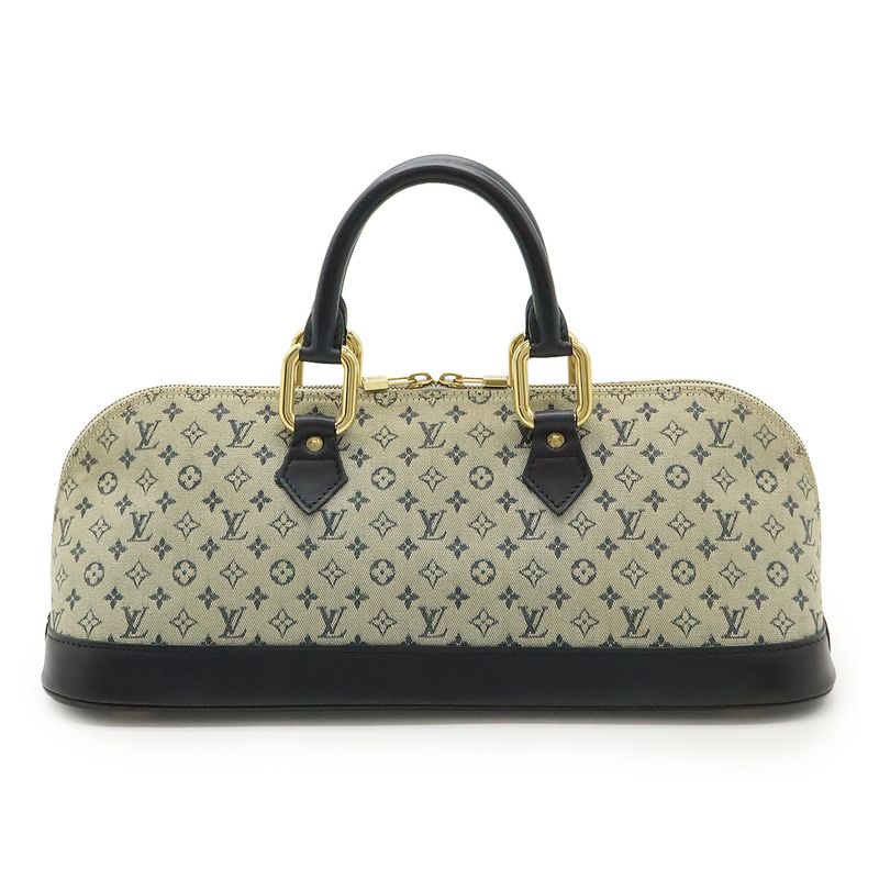 Louis Vuitton Monogram Mini Alma Long Handbag Tote Bag Horizontal Canvas Blue