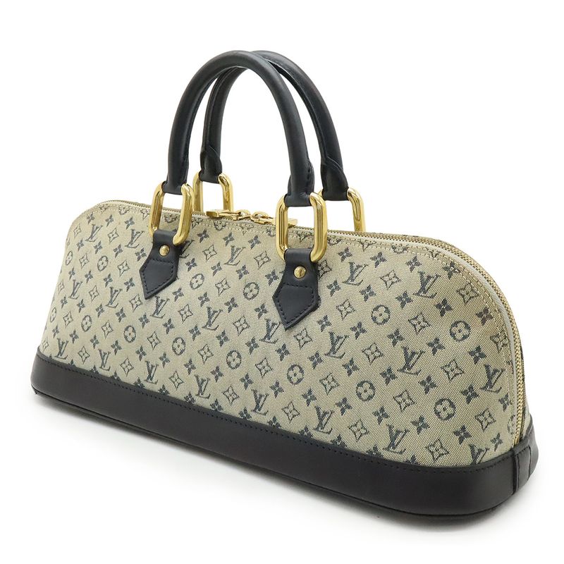 Louis Vuitton Monogram Mini Alma Long Handbag Tote Bag Horizontal Canvas Blue