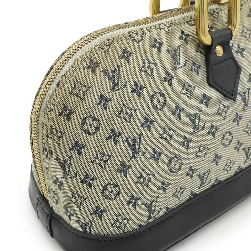 Louis Vuitton Monogram Mini Alma Long Handbag Tote Bag Horizontal Canvas Blue