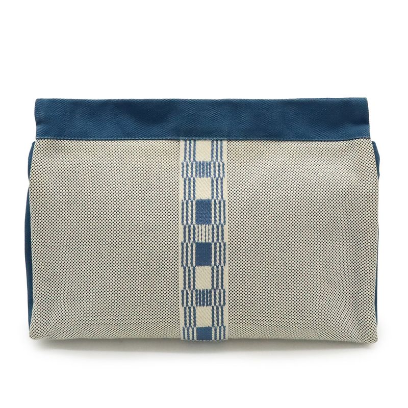 Hermes Gimetou GM Clutch Bag Second Bag Travel Pouch Multi Case Canvas Blue