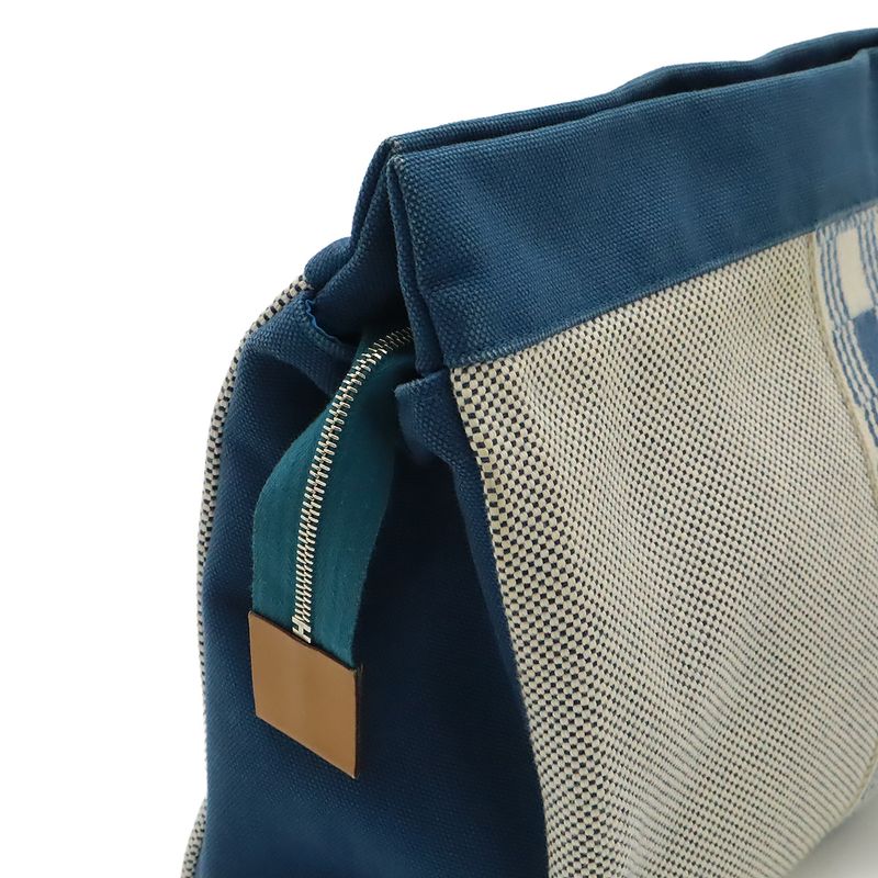 Hermes Gimetou GM Clutch Bag Second Bag Travel Pouch Multi Case Canvas Blue