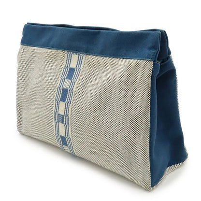 Hermes Gimetou GM Clutch Bag Second Bag Travel Pouch Multi Case Canvas Blue