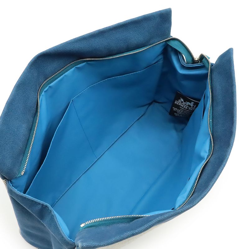 Hermes Gimetou GM Clutch Bag Second Bag Travel Pouch Multi Case Canvas Blue