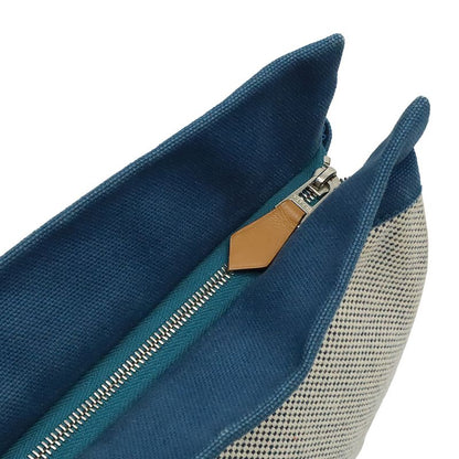 Hermes Gimetou GM Clutch Bag Second Bag Travel Pouch Multi Case Canvas Blue
