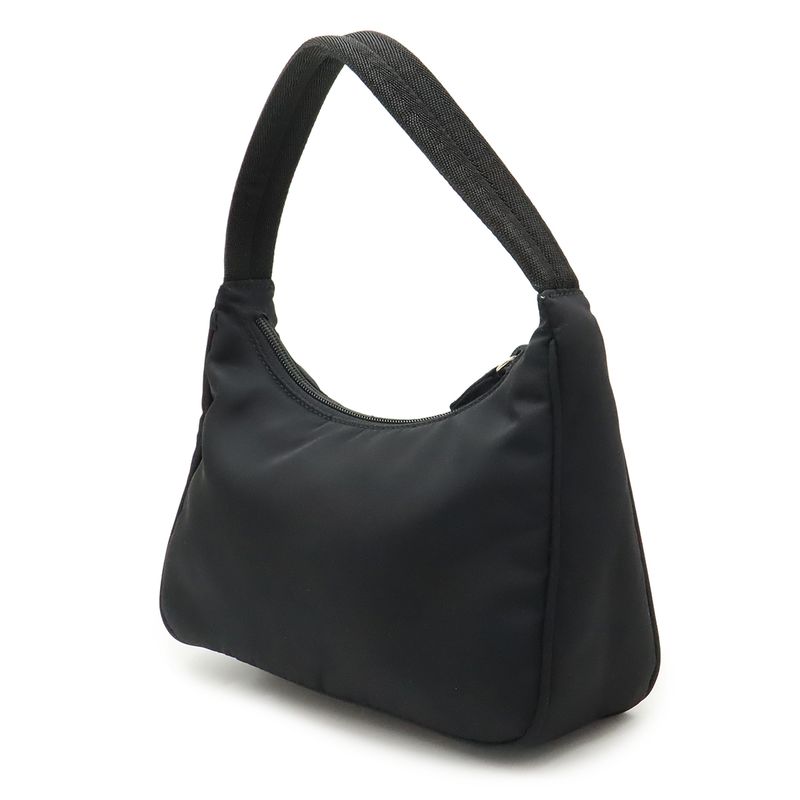 Prada Triangle Logo Accessory Pouch Handbag Mini Bag Party Bag Nylon NERO Black