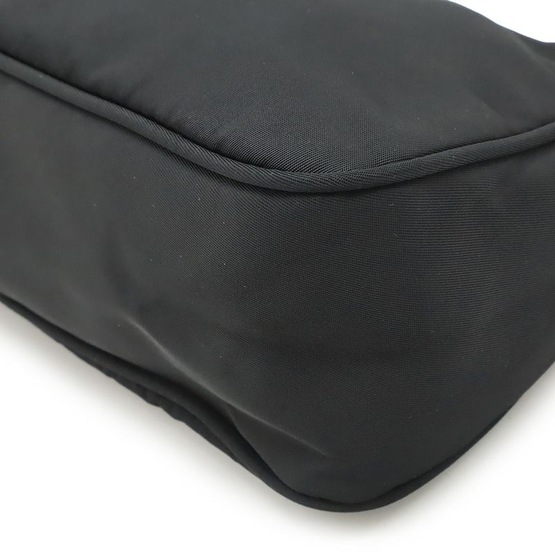 Prada Triangle Logo Accessory Pouch Handbag Mini Bag Party Bag Nylon NERO Black