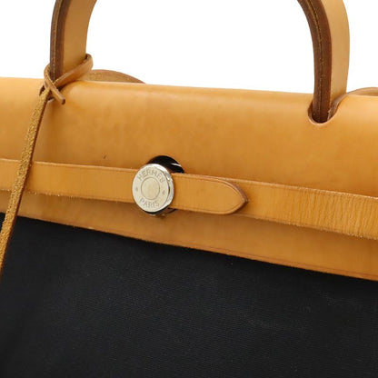 Hermes Herbag PM Handbag 2WAY Shoulder Bag Toile Ashe Toile Offiche Leather