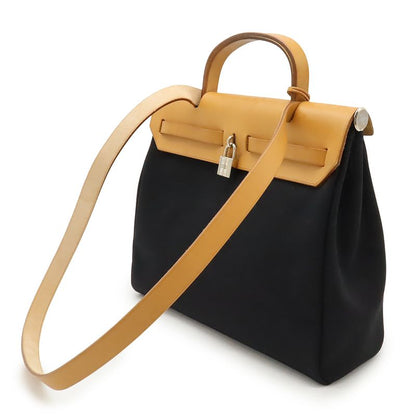 Hermes Herbag PM Handbag 2WAY Shoulder Bag Toile Ashe Toile Offiche Leather