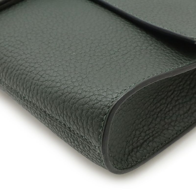 Hermes Ettrivière Clutch Bag Second Bag Fjord Leather Vert Khaki Silver