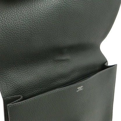 Hermes Ettrivière Clutch Bag Second Bag Fjord Leather Vert Khaki Silver
