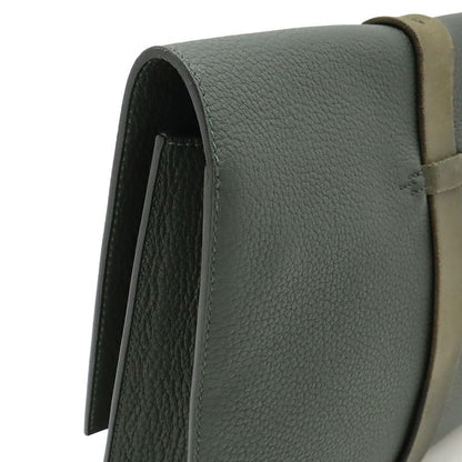 Hermes Ettrivière Clutch Bag Second Bag Fjord Leather Vert Khaki Silver