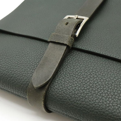 Hermes Ettrivière Clutch Bag Second Bag Fjord Leather Vert Khaki Silver