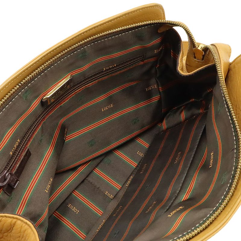 Loewe Anagram Shoulder Bag Crossbody Leather Brown Gold Hardware