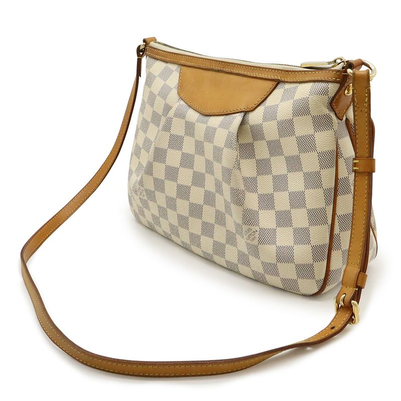 Louis Vuitton Damier Azure Siracusa PM Shoulder Bag Crossbody With Initials