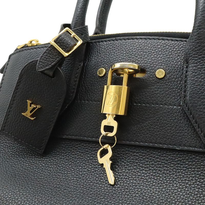 Louis Vuitton City Steamer PM Handbag 2WAY Shoulder Bag Leather Noir Black