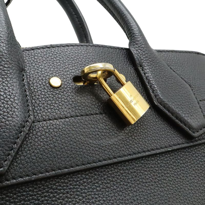 Louis Vuitton City Steamer PM Handbag 2WAY Shoulder Bag Leather Noir Black