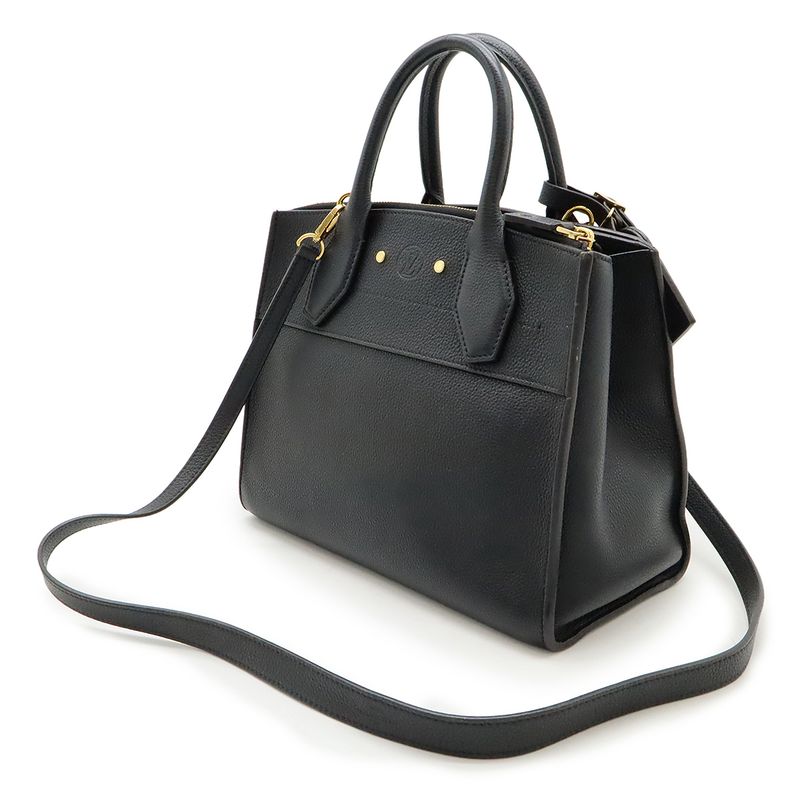 Louis Vuitton City Steamer PM Handbag 2WAY Shoulder Bag Leather Noir Black