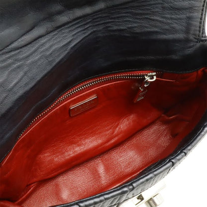 Prada Gathered Chain Shoulder Bag Semi Shoulder Leather NERO Black Silver