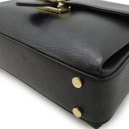 Gucci Interlocking G Handbag 2WAY Chain Shoulder Bag Black Gold Hardware Outlet