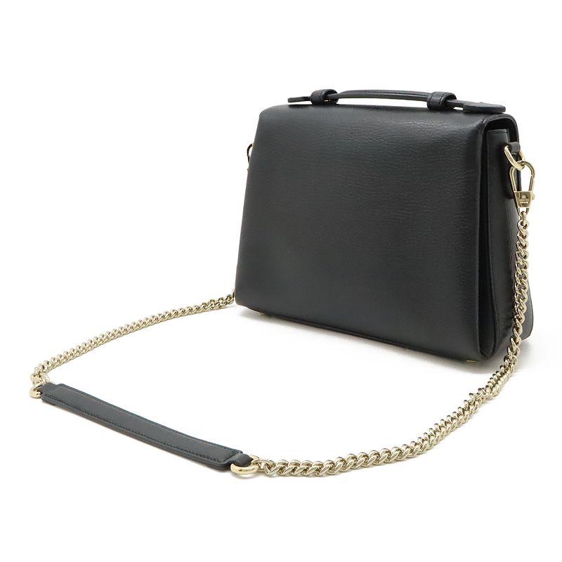 Gucci Interlocking G Handbag 2WAY Chain Shoulder Bag Black Gold Hardware Outlet