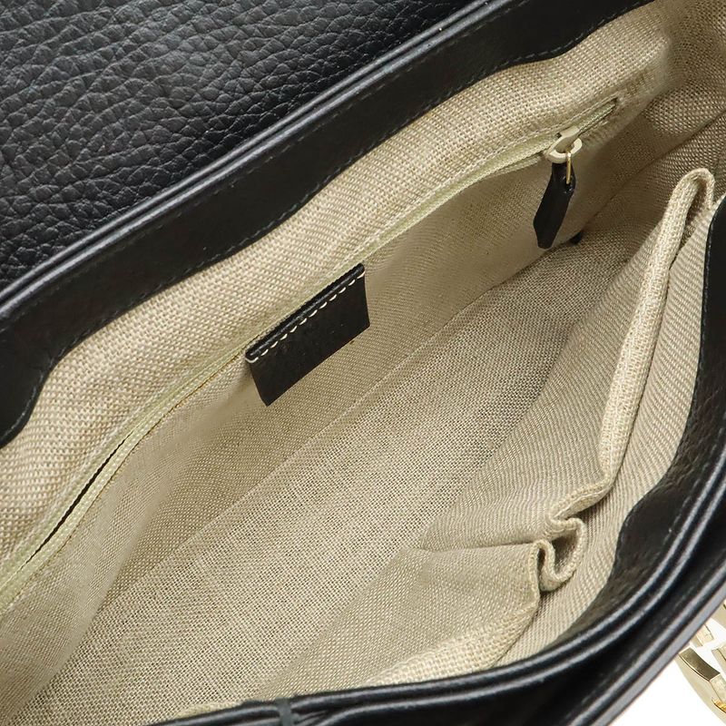 Gucci Interlocking G Handbag 2WAY Chain Shoulder Bag Black Gold Hardware Outlet