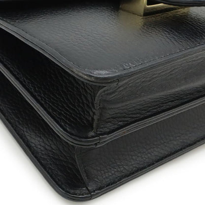 Gucci Interlocking G Chain Bag Shoulder Bag Crossbody Leather Black Gold