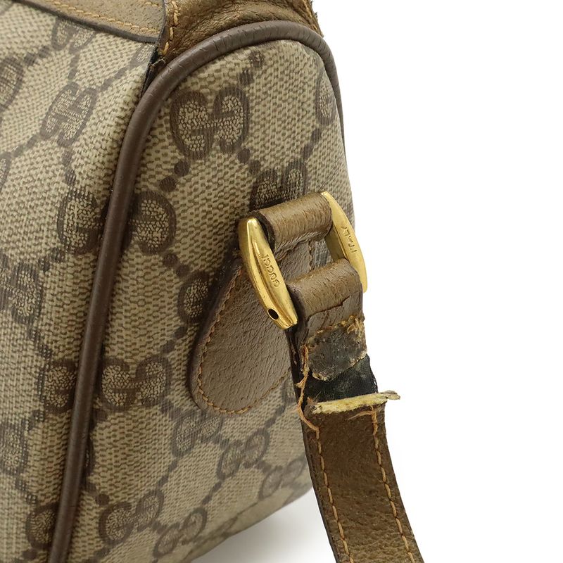 Gucci Old Gucci Sherry Line Shoulder Bag Crossbody Pochette PVC Leather Beige