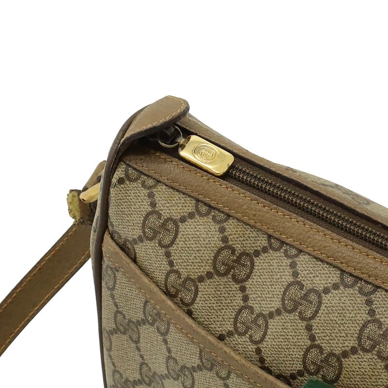 Gucci Old Gucci Sherry Line Shoulder Bag Crossbody Pochette PVC Leather Beige