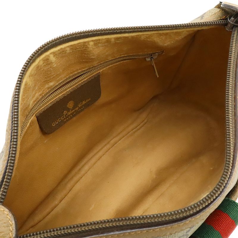 Gucci Old Gucci Sherry Line Shoulder Bag Crossbody Pochette PVC Leather Beige