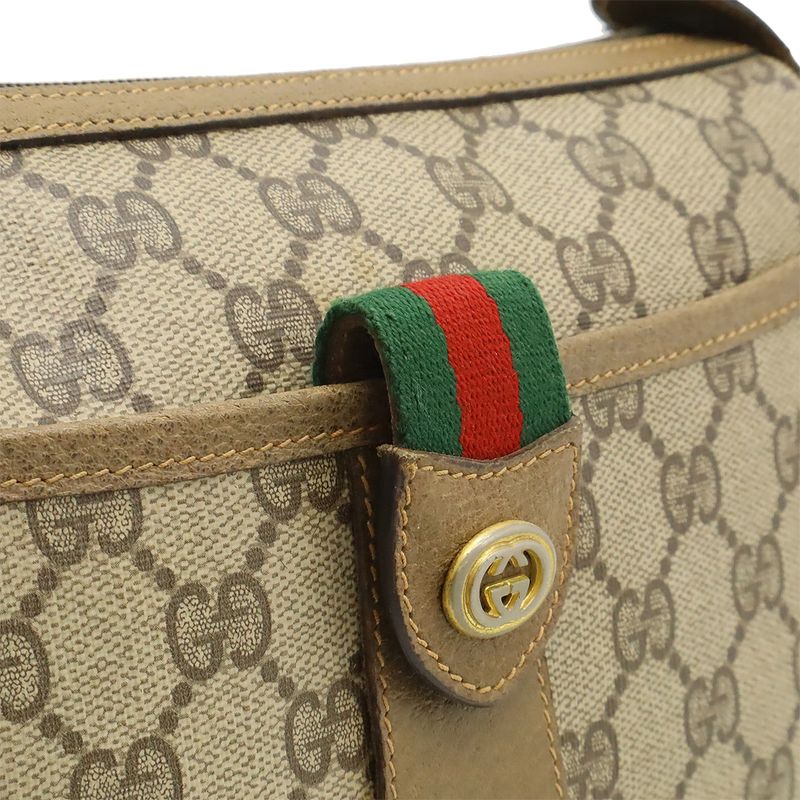 Gucci Old Gucci Sherry Line Shoulder Bag Crossbody Pochette PVC Leather Beige