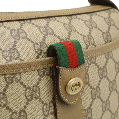 Gucci Old Gucci Sherry Line Shoulder Bag Crossbody Pochette PVC Leather Beige