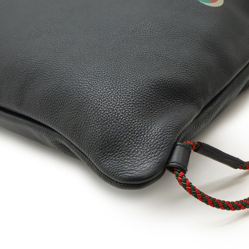 Gucci Print Coco Capitan Drawstring Backpack Sac 2WAY Tote Leather Black 494053